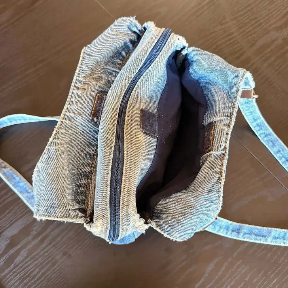 Vintage Y2K Denim Multi-Pocket Hobo Shoulder Bag